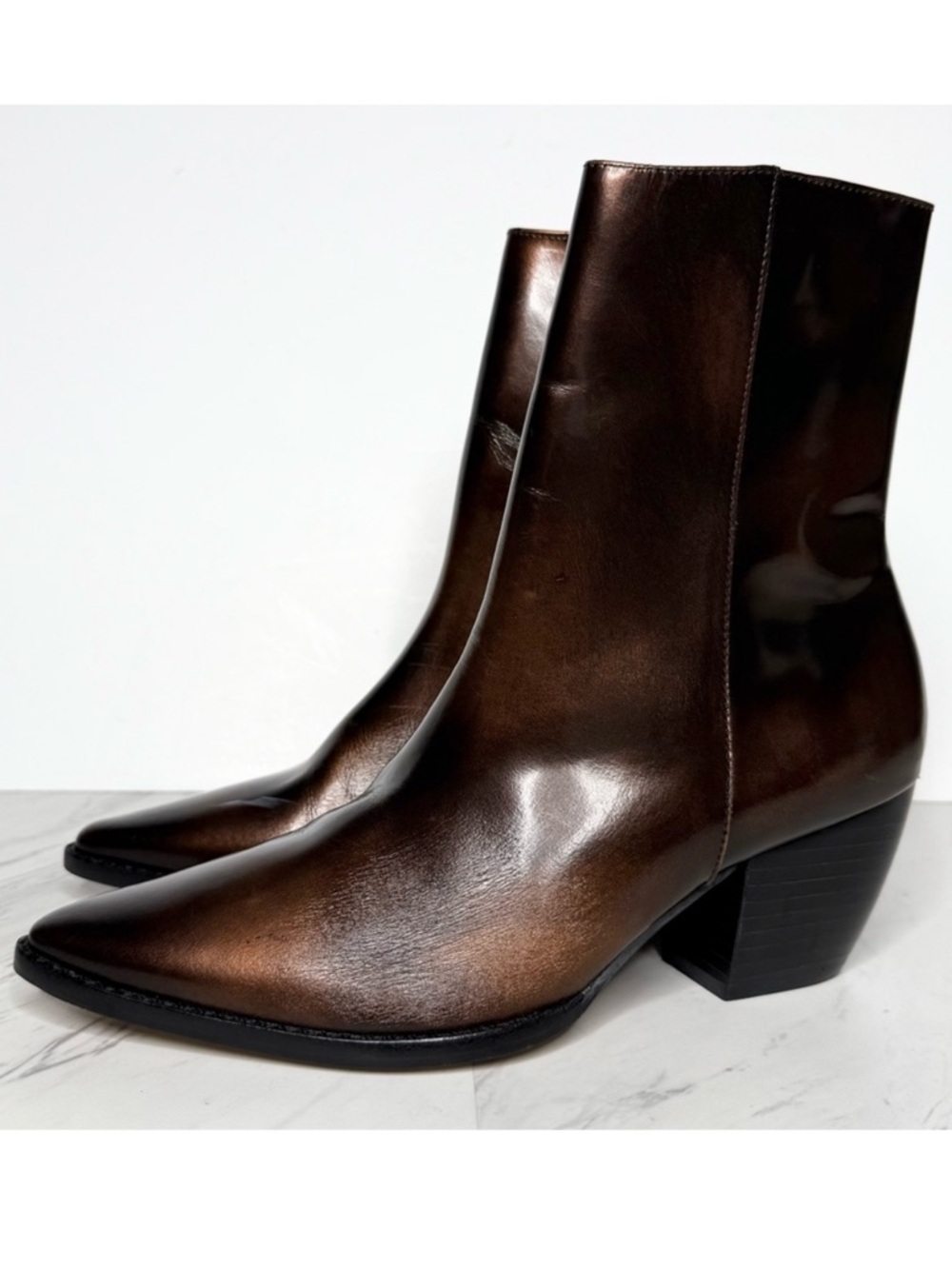 Matisse Caty Brown Leather Pointy Toe Bootie 6 1/2 M